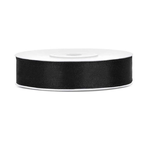 Picture of SATIN RIBBON BLACK 12MM PER METRE
